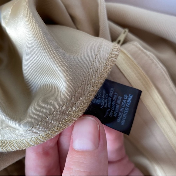 Nili Lotan Dillon Wool Pleated-Front Pants Khaki Size 6 - Picture 3 of 10